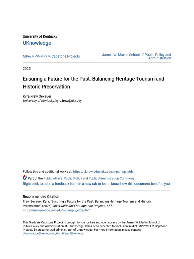 Ensuring A Future For The Past - Balancing Heritage Tourism and Hi ...