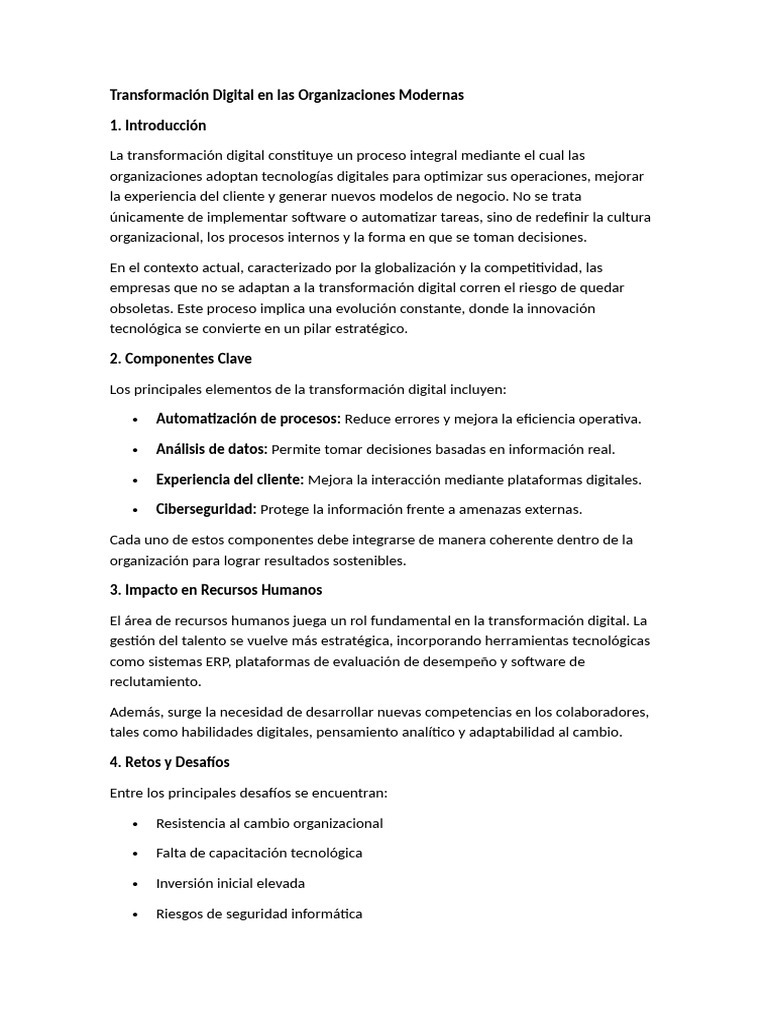 Transformación Digital en Las Organizaciones Modernas | PDF