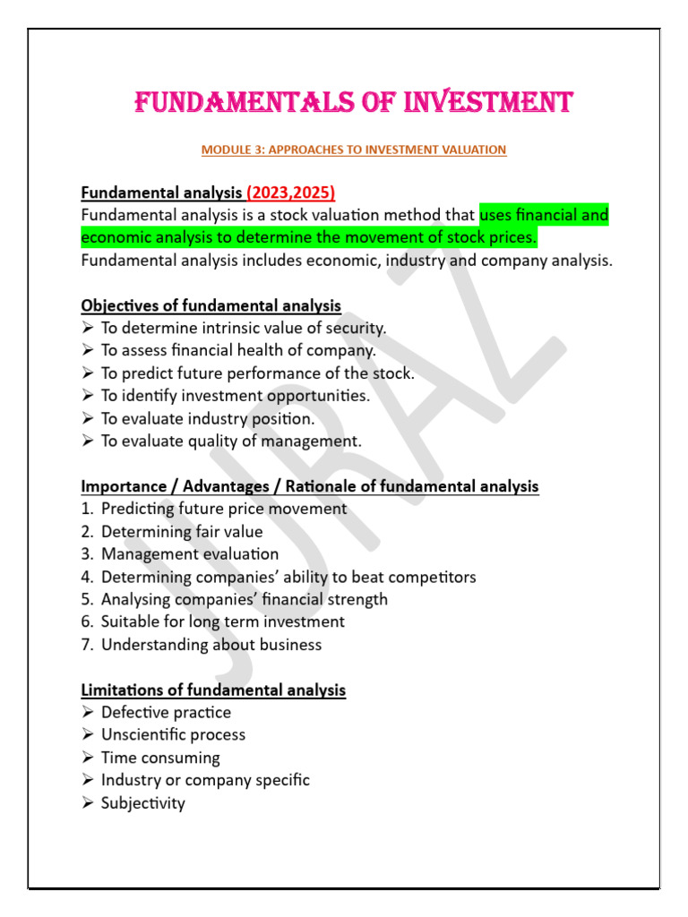 Fundamentals of Investment - Module III | PDF | Technical Analysis ...