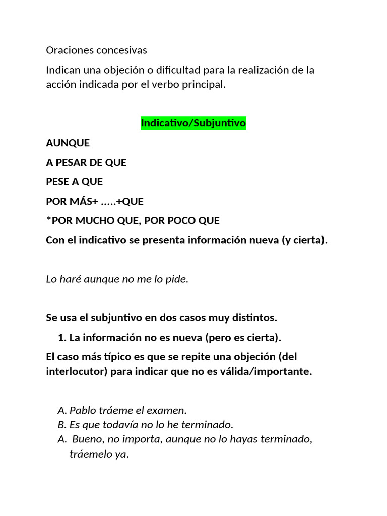 Oraciones Concesivas | PDF