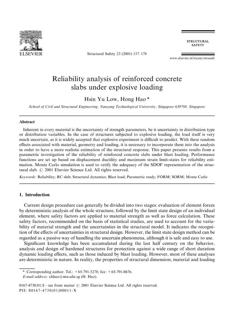 3.Reliability Analysis of Reinforced Concrete Slabs Under Explosive ...