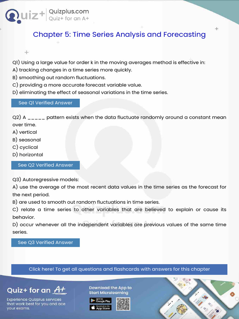Using a Large Value for Order K in the Moving Averages Method is ...
