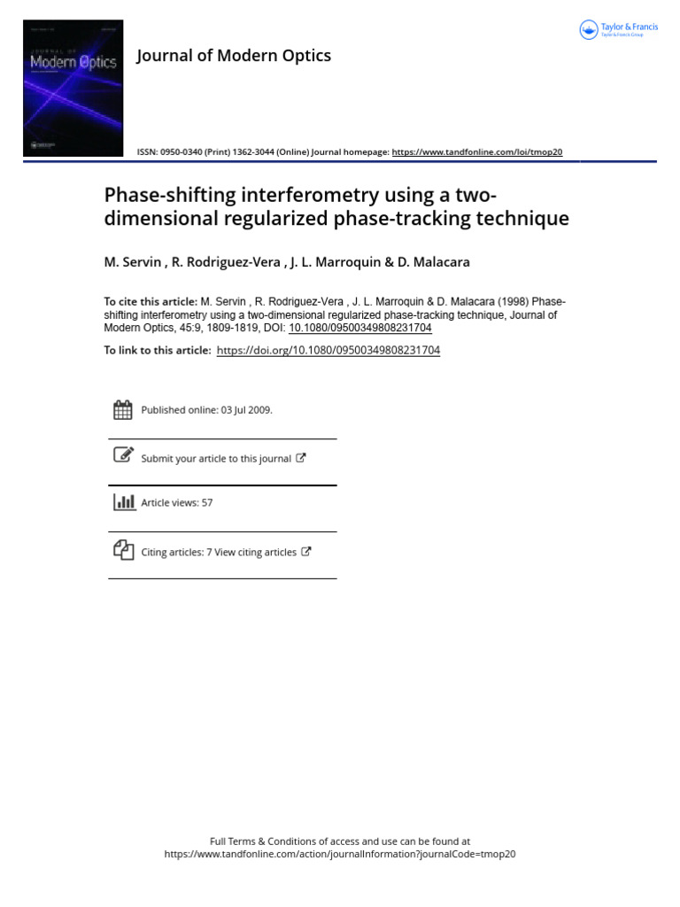 Phase Shifting Interferometry Using A Two Dimensional Regularized Phase ...