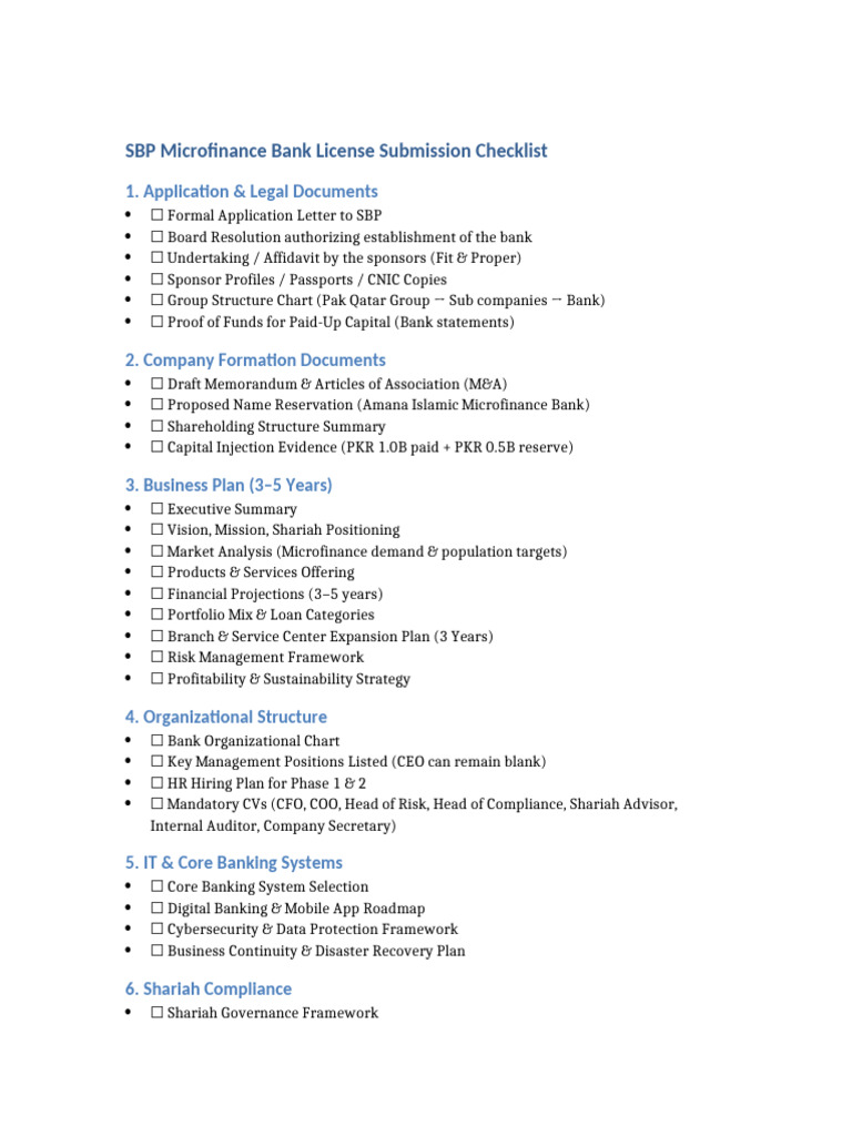 SBP Submission Checklist | PDF
