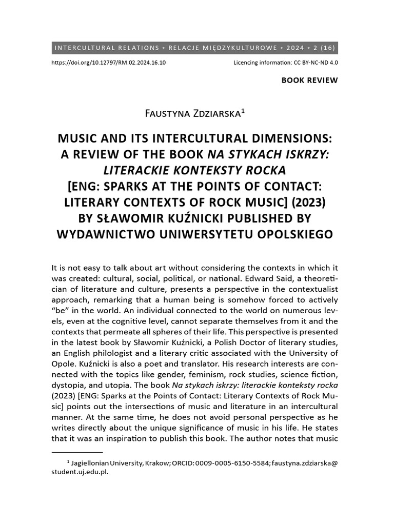11 Zdziarska Music and Its Intercultural Dimensions | PDF | Gender ...
