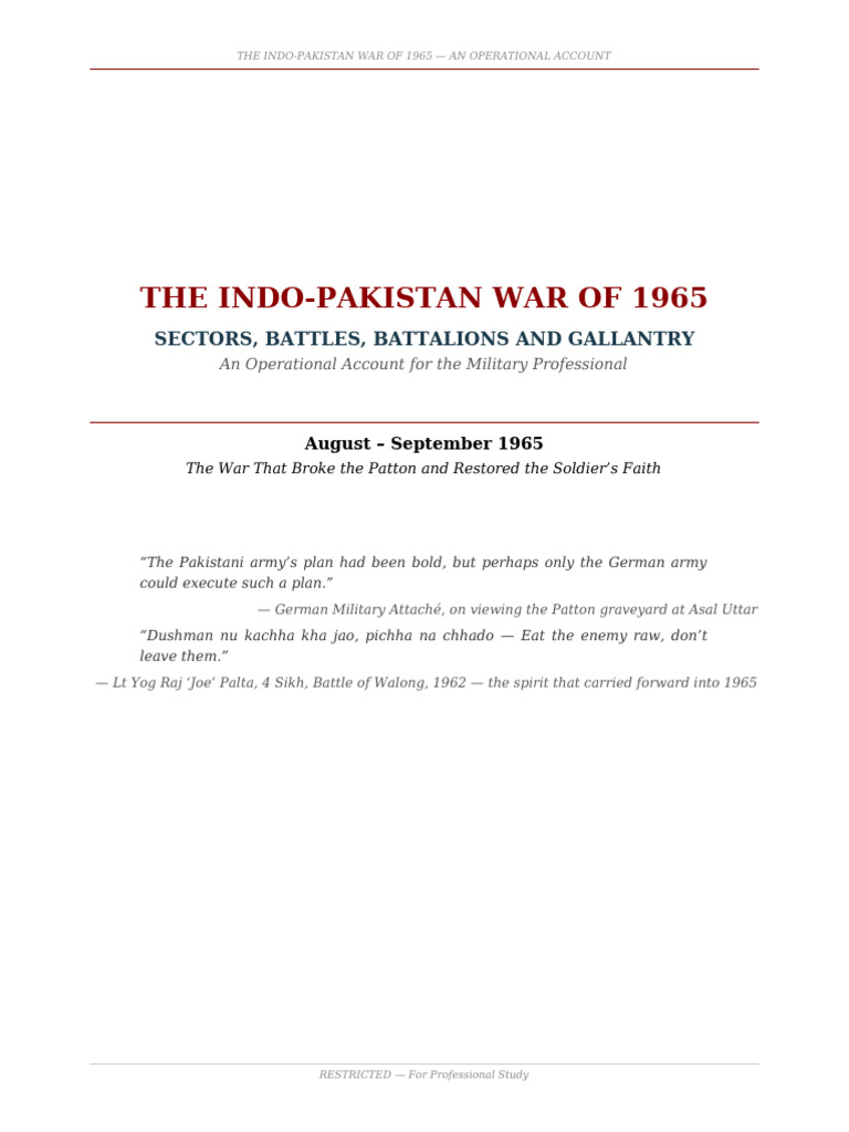 The Indo Pakistan War 1965 | PDF | Military Units And Formations ...