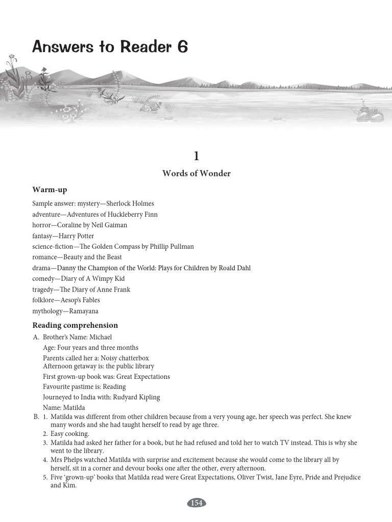 English - Answerkey - Grade VI | PDF