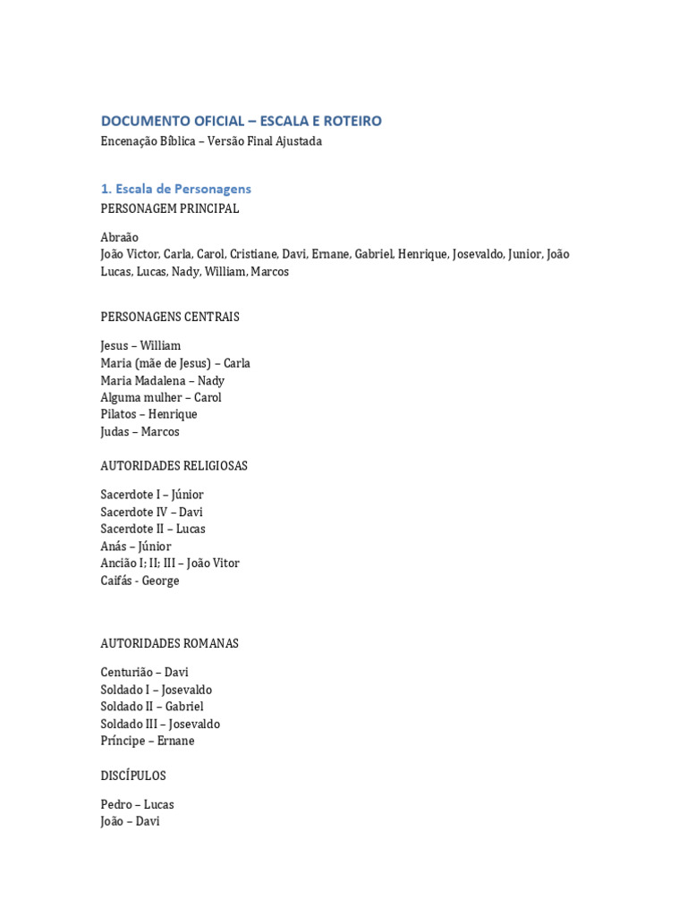 Cópia de Escala - e - Roteiro - Encenacao - Biblica | PDF