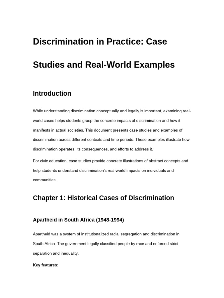 Discrimination in Practice - Case Studies and Real-World Examples | PDF ...