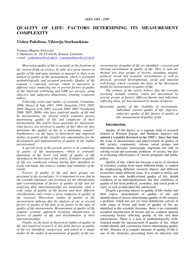 Quality of Life Full Text | PDF | Quality Of Life | Well Being