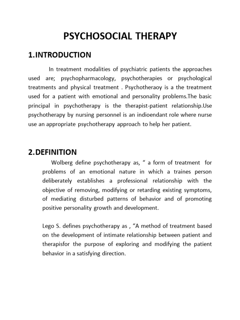 psychosocialtherapy-171027143301 | PDF | Psychotherapy | Behaviour Therapy
