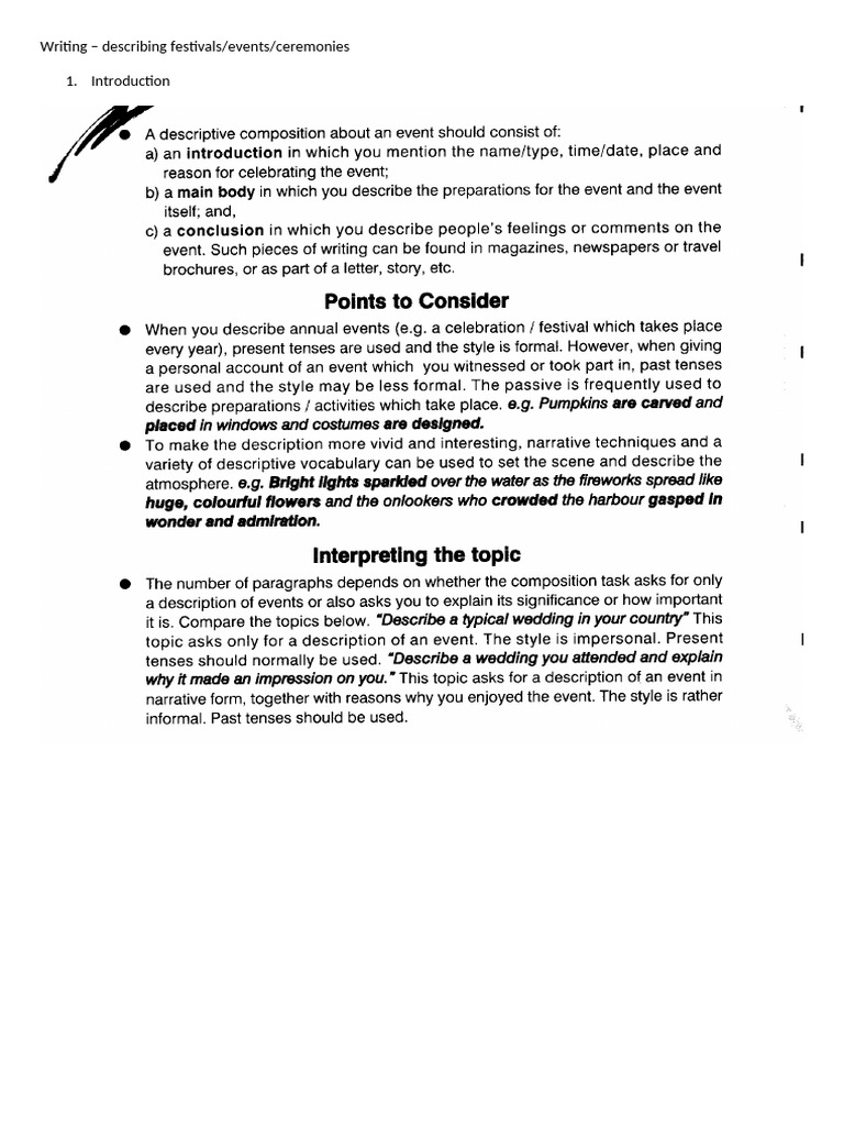 Writing Describing Festivals Events Ceremonies | PDF