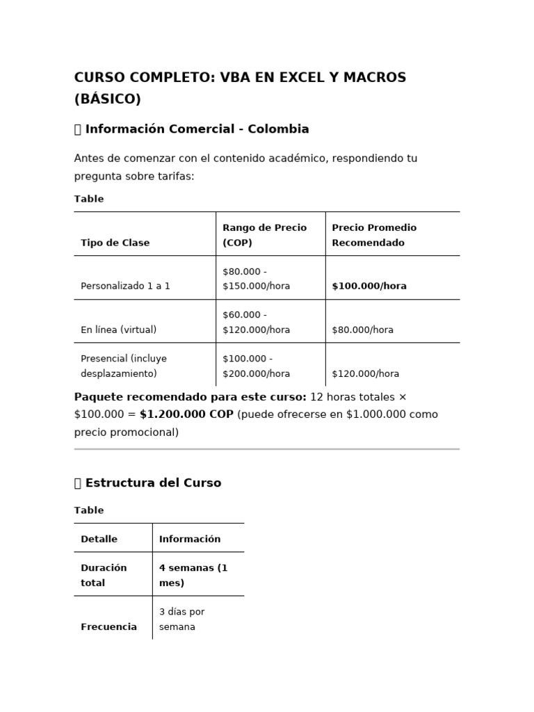 1 - Basico - Curso Completo Macros y Vba | PDF | Microsoft Excel ...