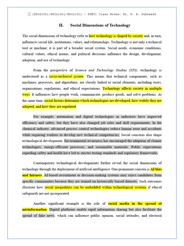 (SSEV 02) Social Dimensions of Technology | PDF | Artificial ...