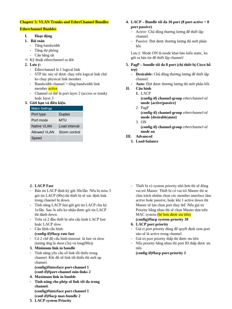 ENCOR Chapter 5 VLAN Trunks and EtherChannel Bundles JUN | PDF