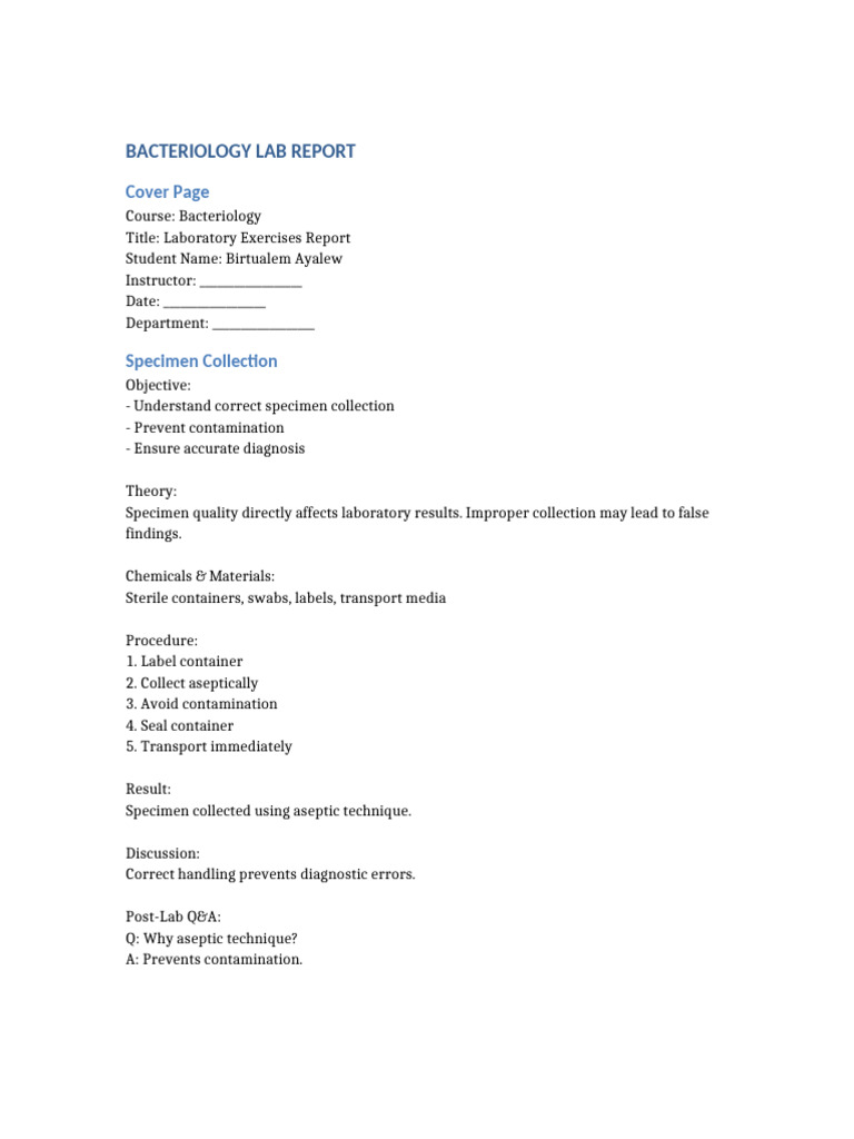 Bacteriology Lab Report-1 | PDF | Microbiology | Biology