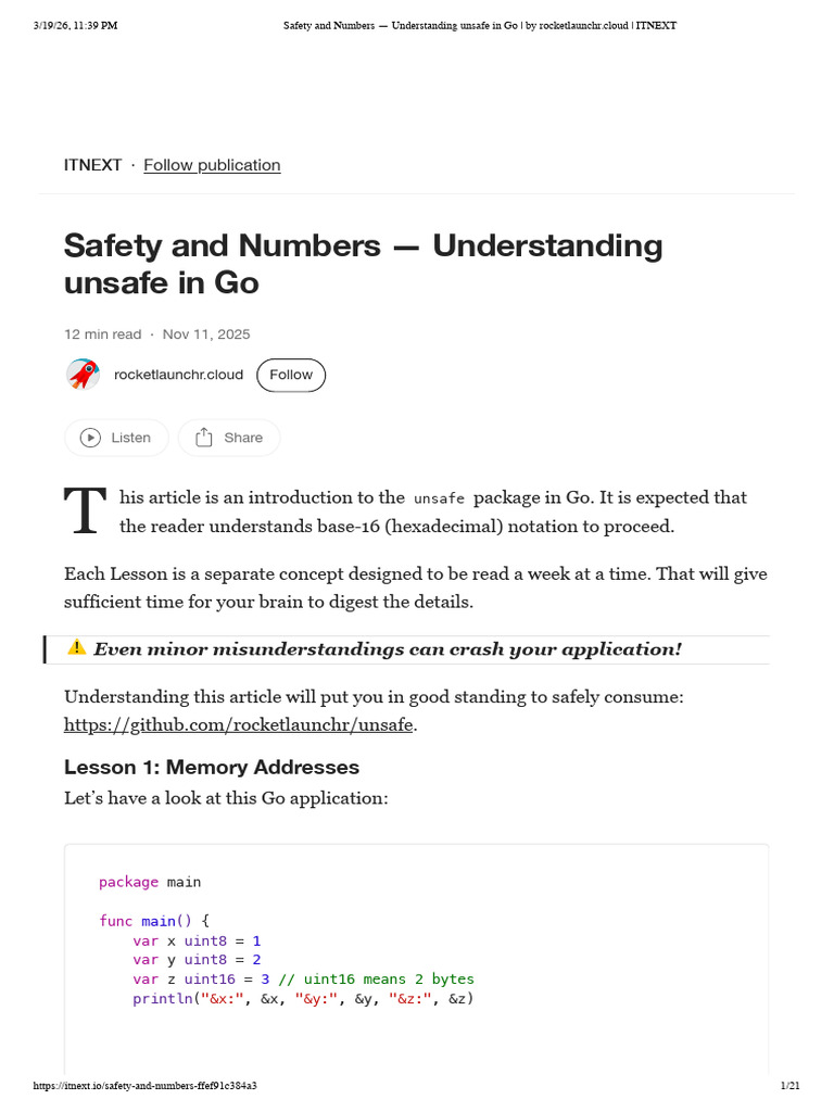 Safety and Numbers — Understanding Unsafe in Go _ by Rocketlaunchr ...