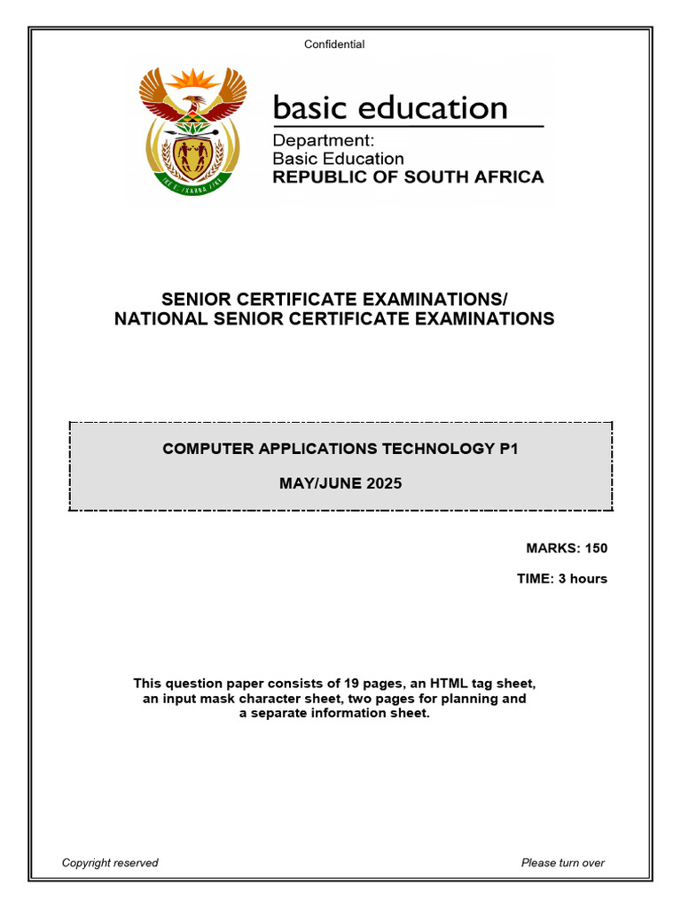 Computer Applications Technology P1 May-June 2025 Eng | PDF | Computer ...