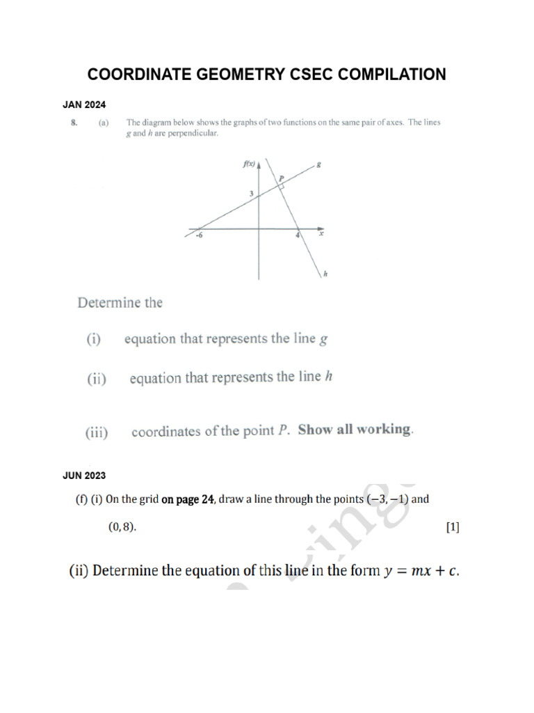 Coordinate Geometry Csec Compilation | PDF