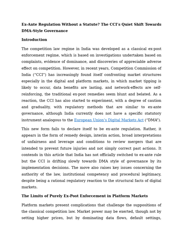 Ex Ante Regulation | PDF