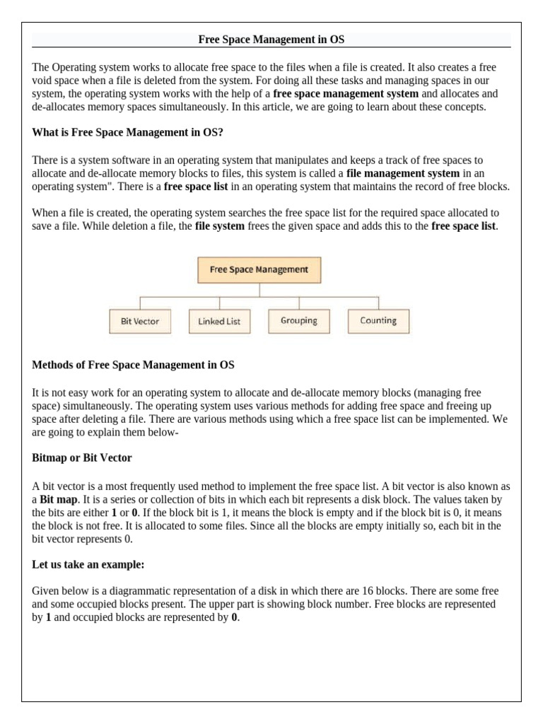 Free Space Management in OS | PDF | Computer File | Directory (Computing)