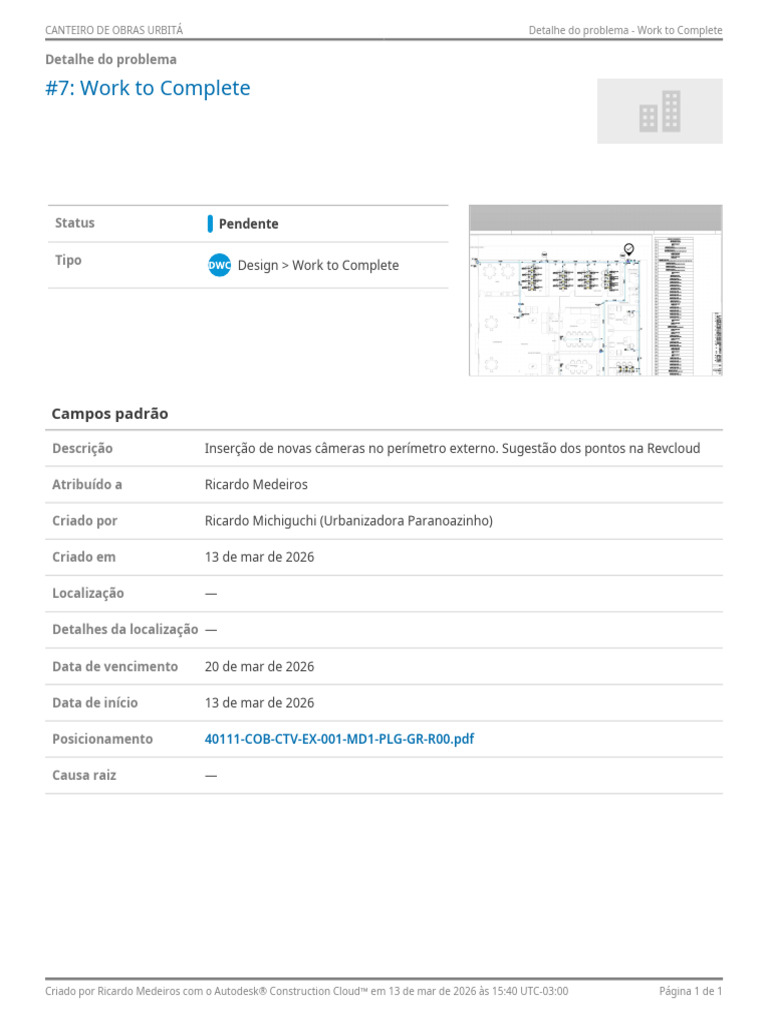 Detalhe Do Problema - Work to Complete-202603131840 | PDF