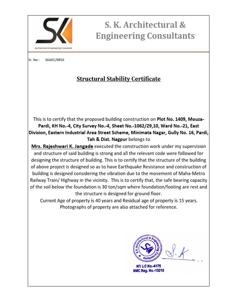 Structural Stability Certificate 3 (1) (1) | PDF