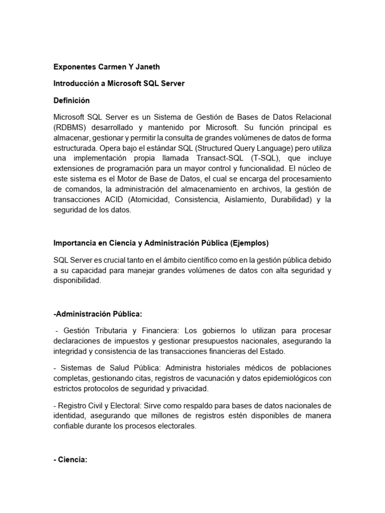 Introducción A Microsoft SQL Server | PDF