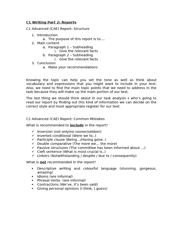 Writing Report Tips | PDF | Word | Grammar