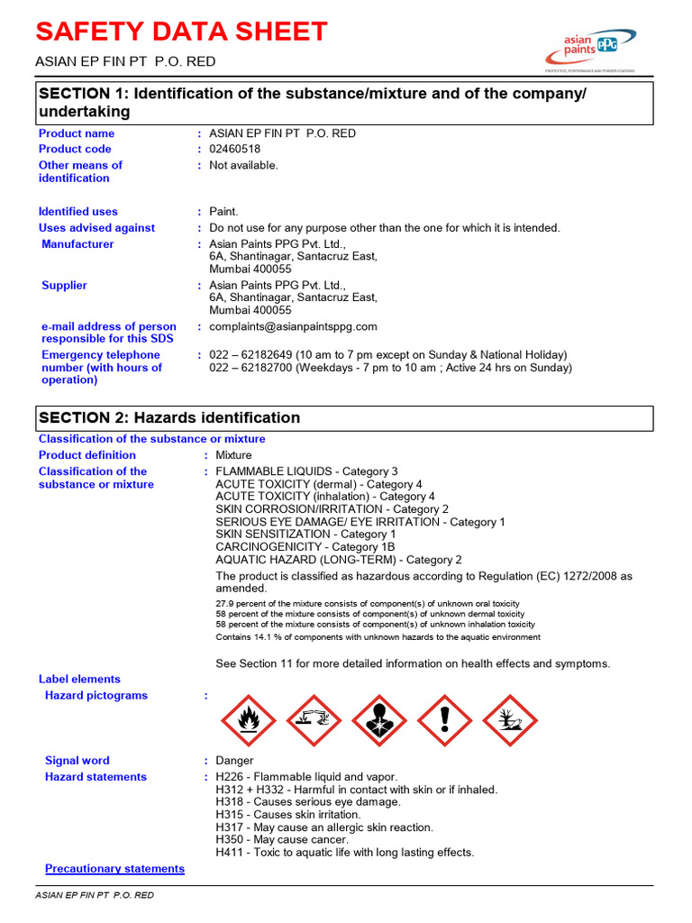 Red Paint MSDS | PDF