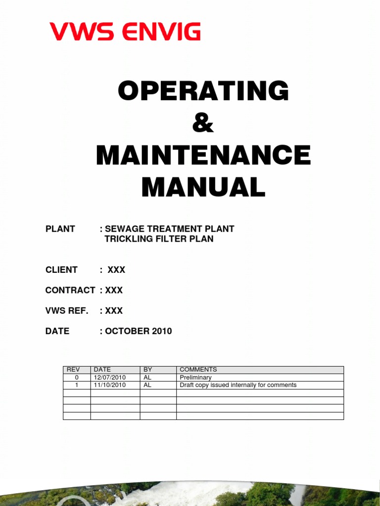 Sewage Treatment Plant O&M Manual | PDF | Sewage Treatment | Septic Tank