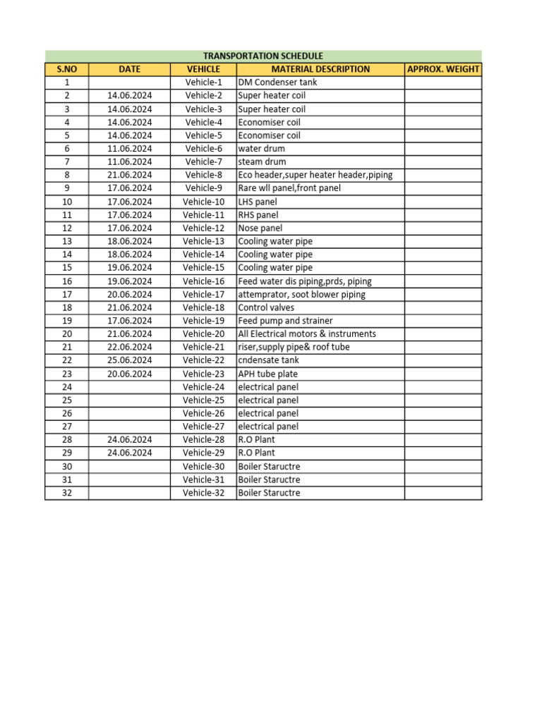 Transportation Schedule | PDF