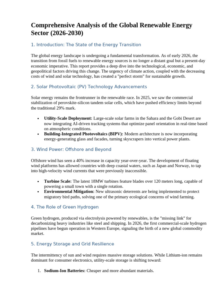 Future of Renewable Energy 2026 Analysis | PDF