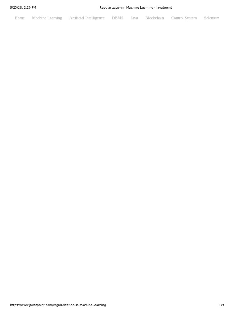 Regularization in Machine Learning - Javatpoint | PDF