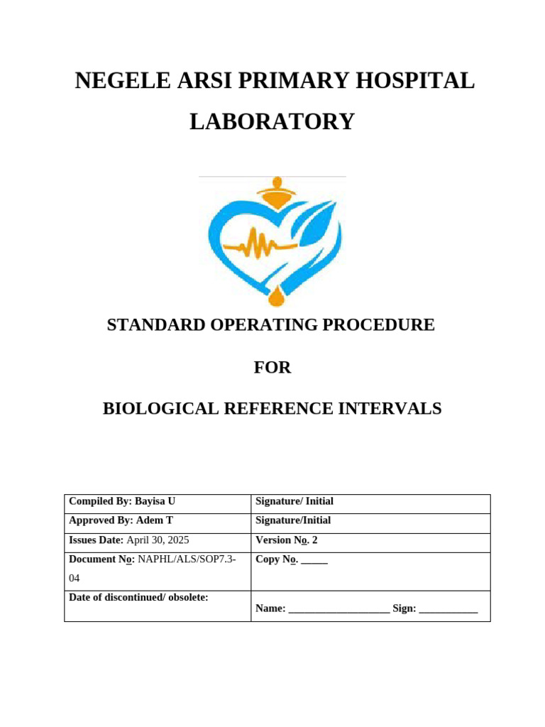 NAPHL-SOP7.3-04 Procuder For Biological Reference Interval | PDF ...