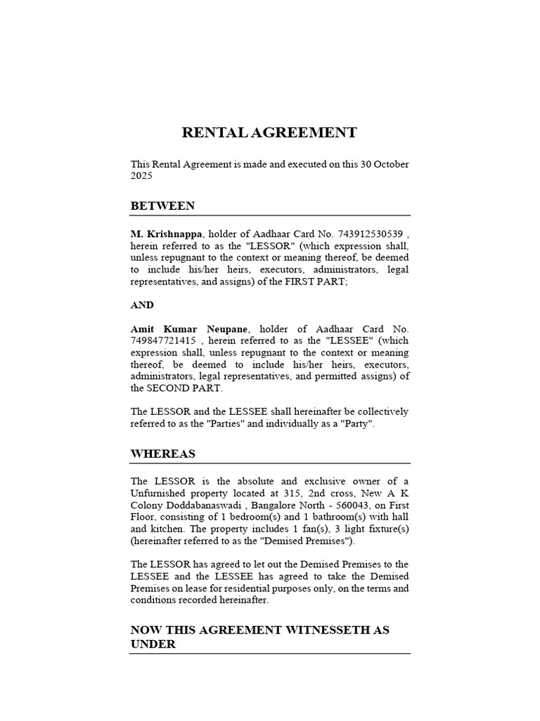 Rental - Agreement - Removed | PDF