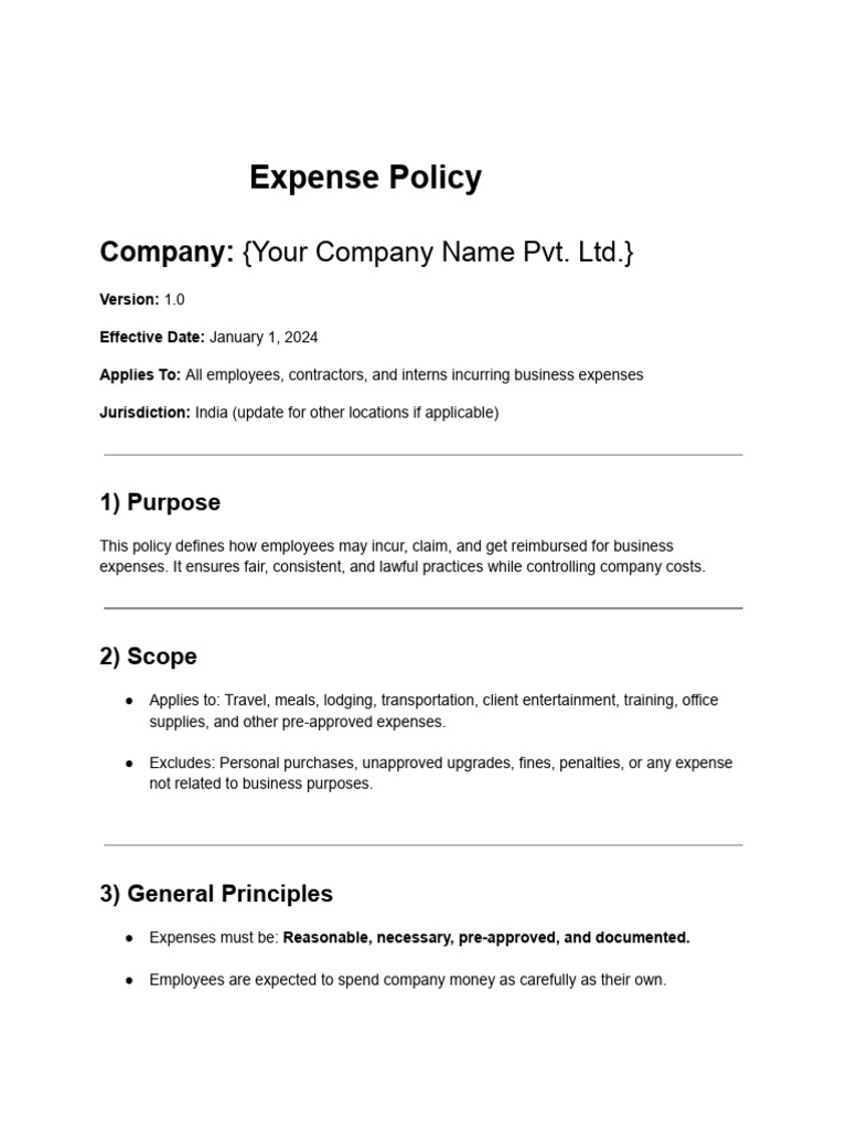 Expense Policy | PDF | Expense | Business