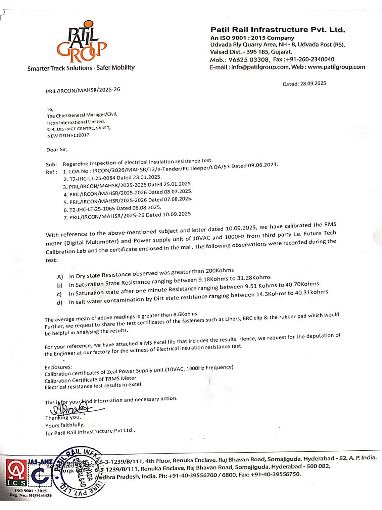 IRCON Letter 28.09.2025 | PDF