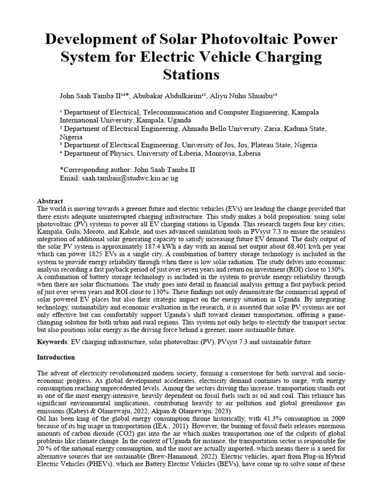 Development of Solar Photovoltaic Power System For | PDF
