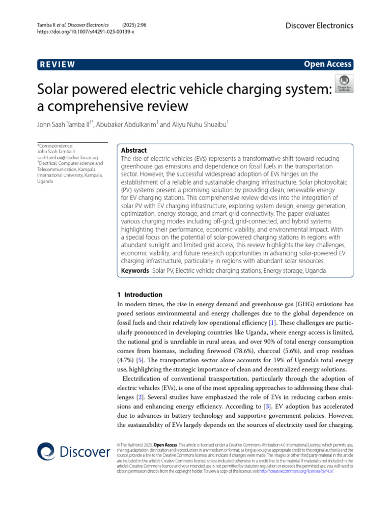 Solar Powered Electric Vehicle Charging System | PDF