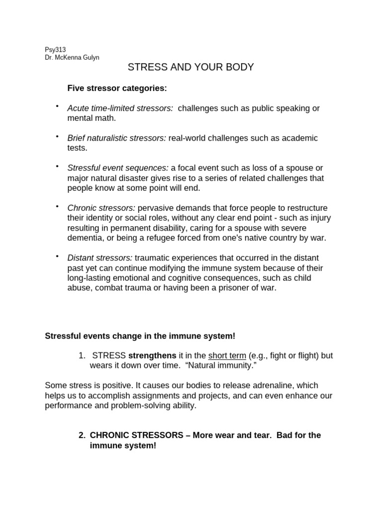 Stress and the Body | PDF