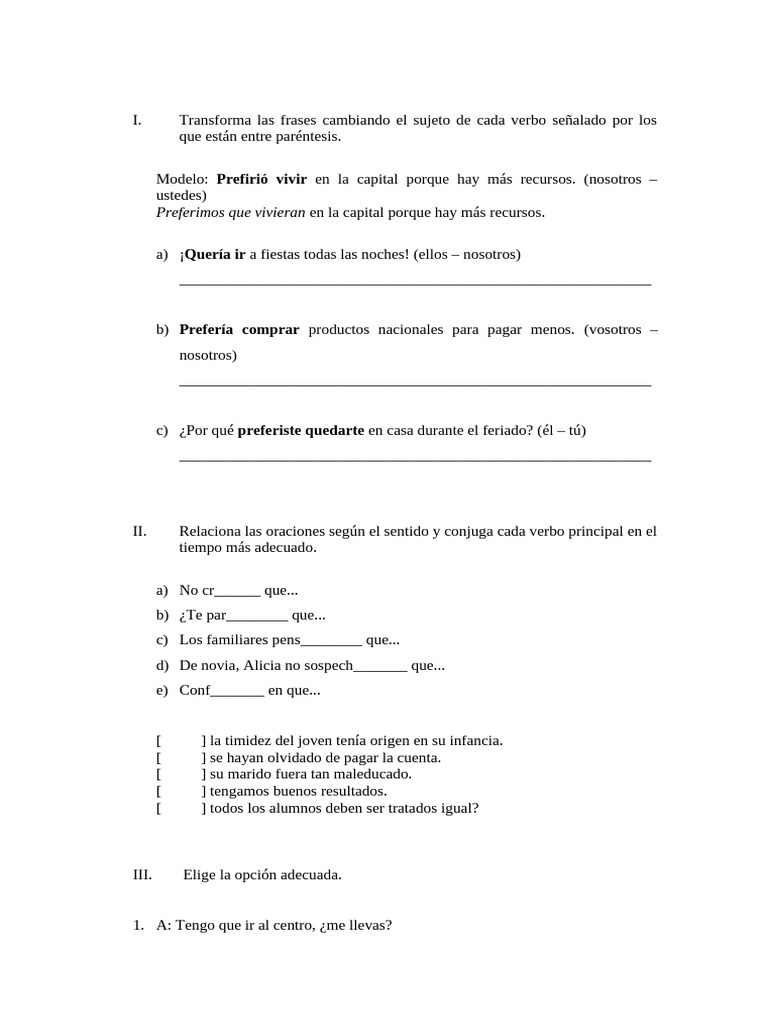 Actividad Español Oraciones Complejas | PDF