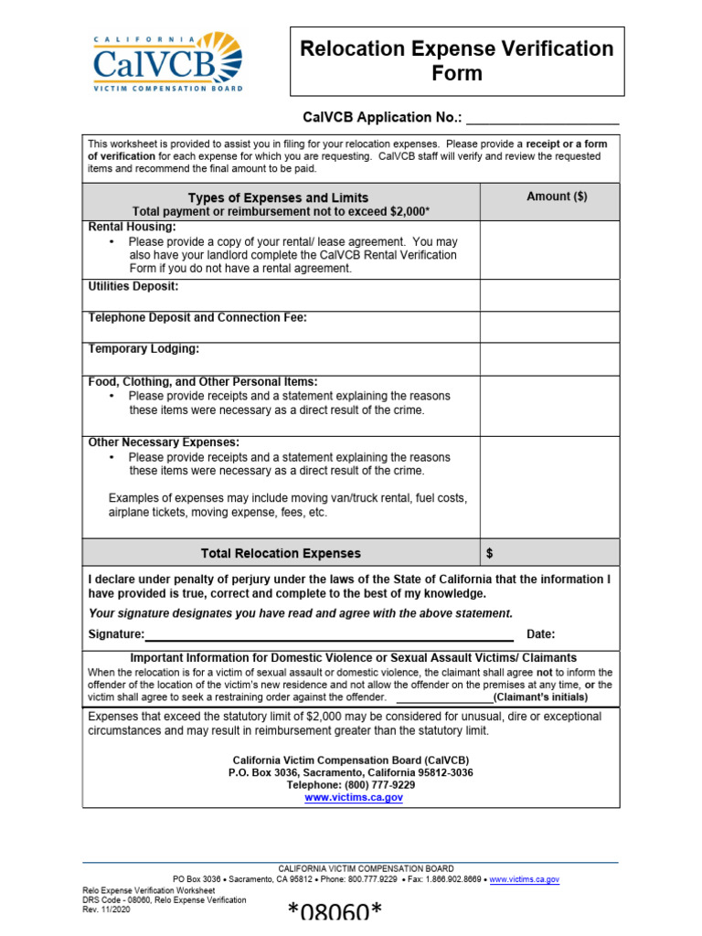 Relocation Expense Verification | PDF | Justice | Crime & Violence