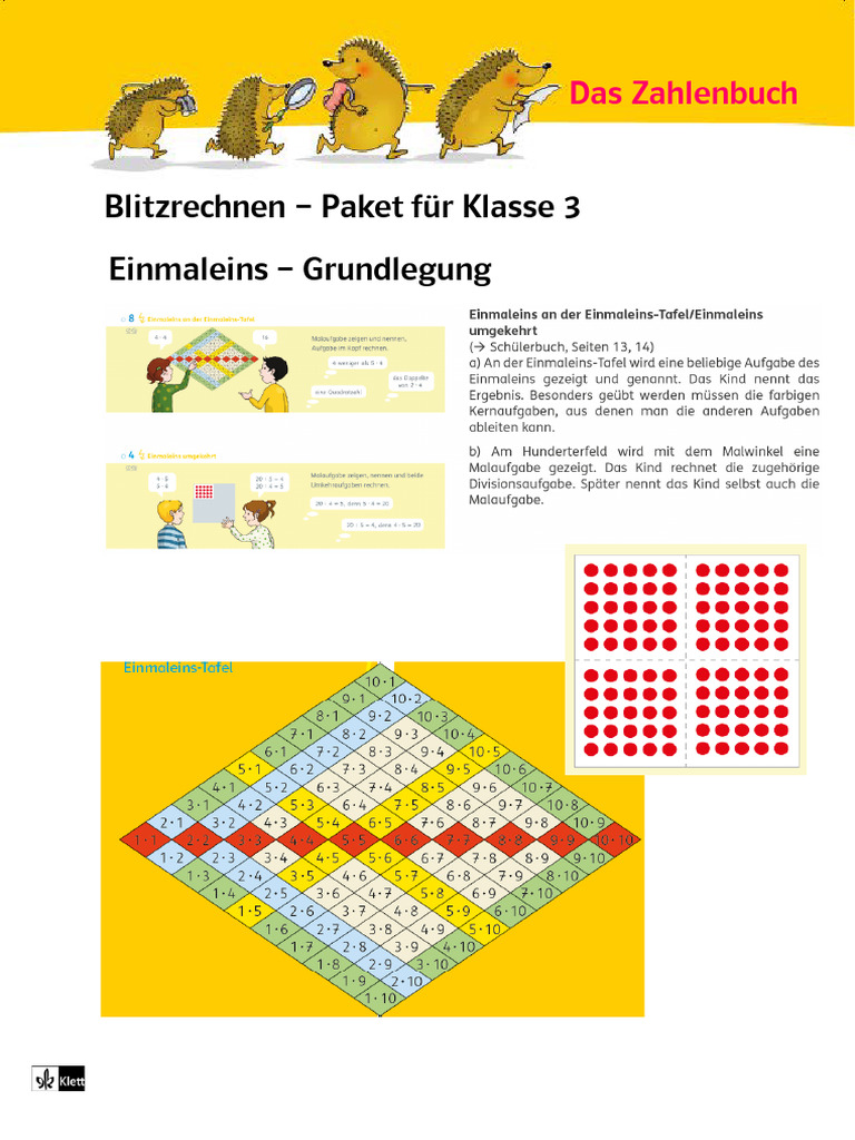 Grundschulblog Mathe Zahlenbuch 3 Blitzrechnen | PDF