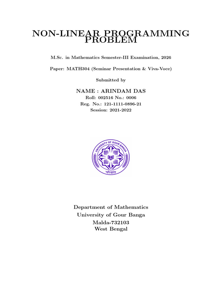 Non Linear Programming Problem | PDF