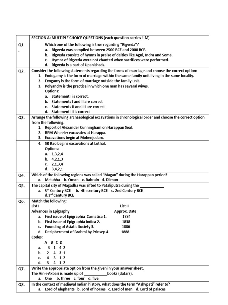 Revision Paper 20 (Question Paper With Answer Key) | PDF