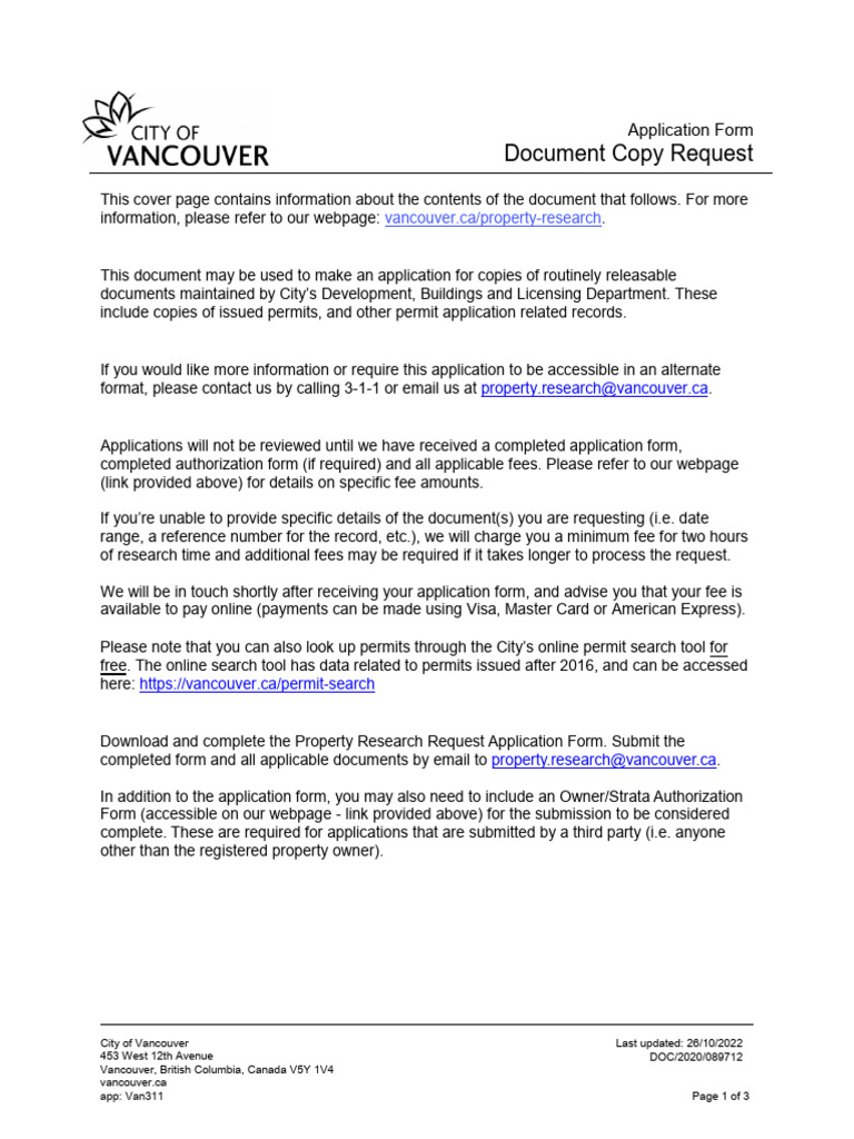 Dbl Document Copies Request Application Form | PDF | Fee | Visa Inc.