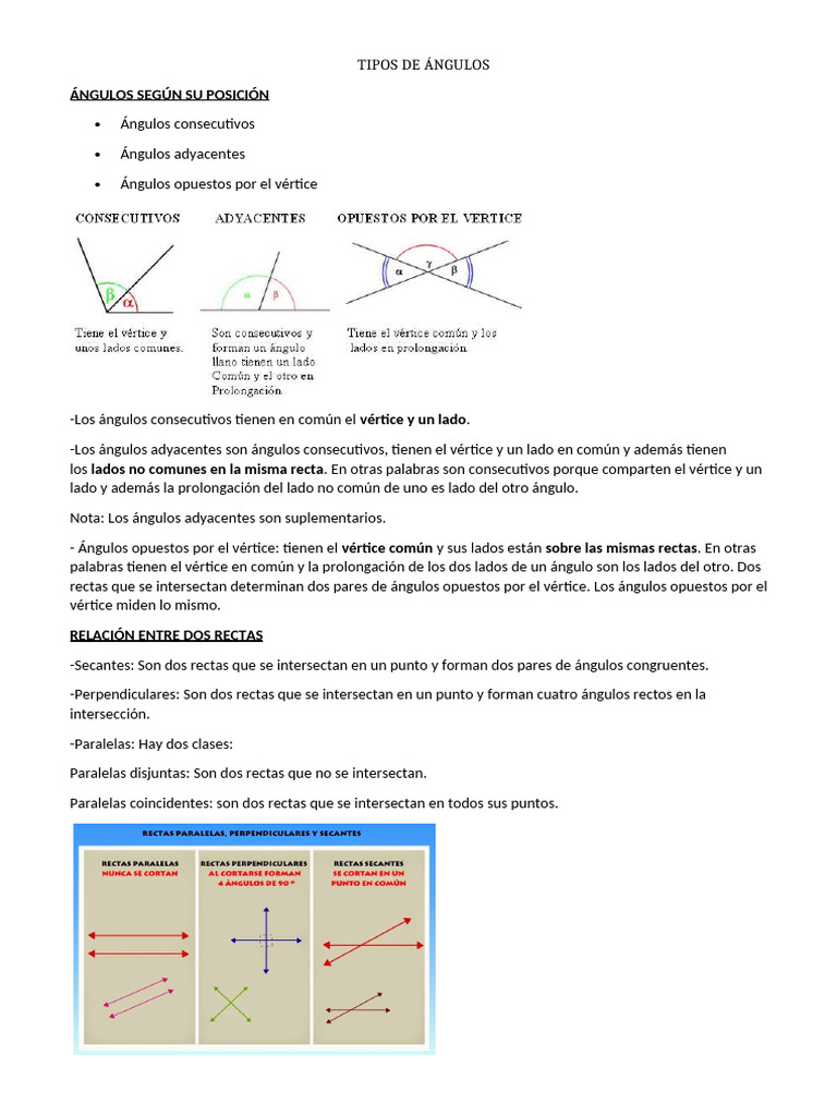 Tipos de Ángulos | PDF | Ángulo | Geometría euclidiana