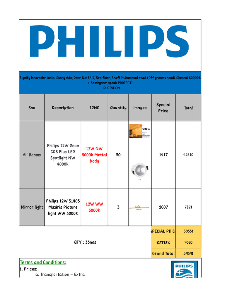 Philips Lighting Quotation 2 | PDF