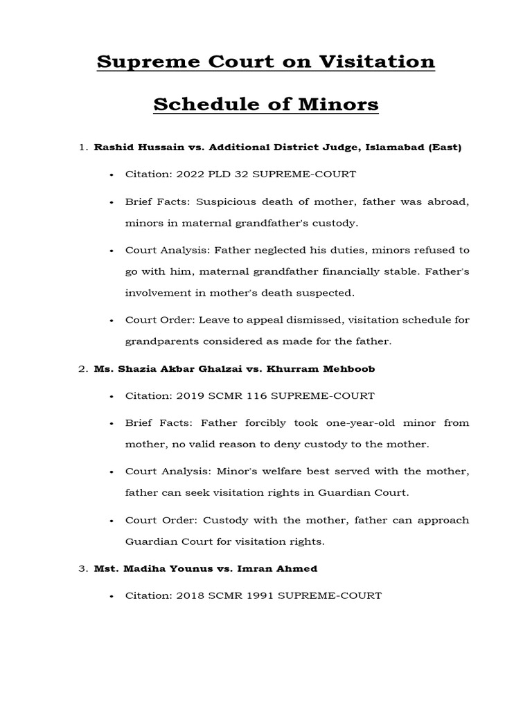 Supreme Court On Visitation Schedule of Minors | PDF | Supreme Court Of ...